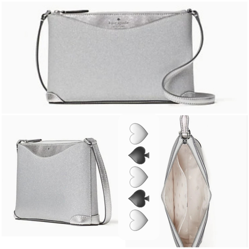 👀50% OFF 👀NWT‼️ Kate Spade brand Silver Shimmy Glitter Crossbody